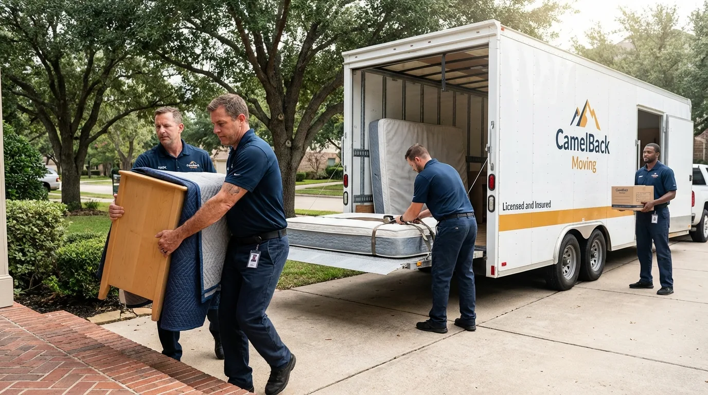 Crew loading residential truck for cross-state move from Terry, MT